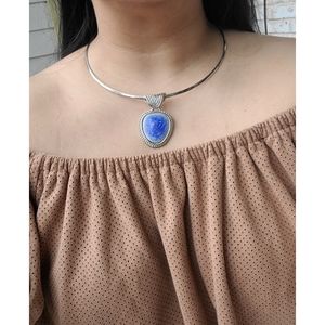 Blue Pendant Cuff Ncklace